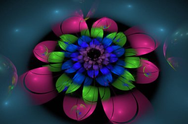 Siyah arkaplanda soyut fraktal 3d daire resmi