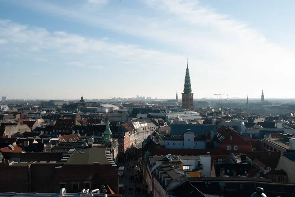 Het Landschap Van Kopenhagen Centrum Denemarken Van Rundetarn Toren — Stockfoto