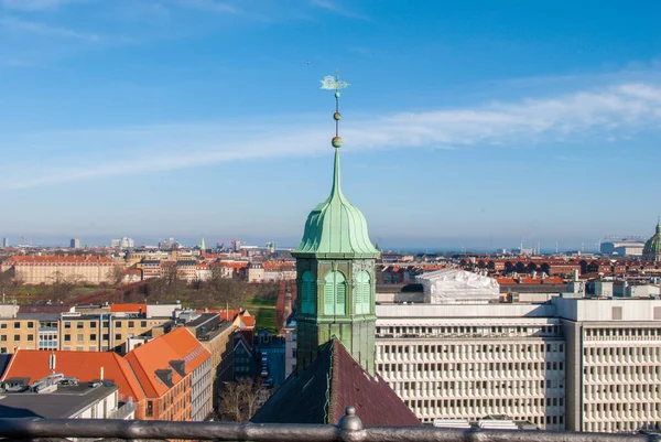 Het Uitzicht Het Centrum Van Kopenhagen Denemarken Vanaf Rundetarn Toren — Stockfoto