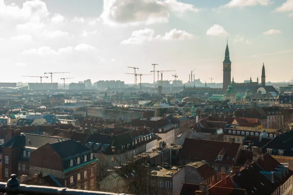 Het Panorama Van Kopenhagen Centrum Denemarken Van Rundetarn Toren — Stockfoto