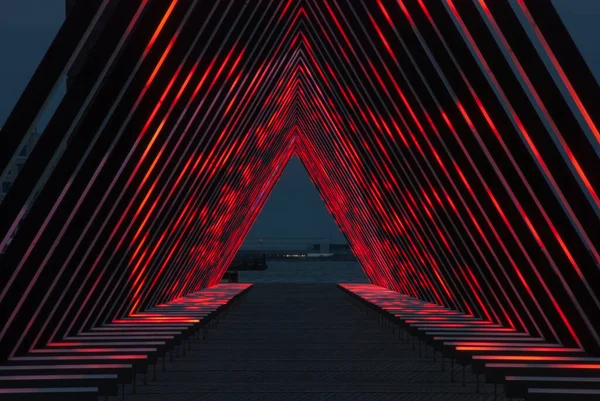 Triângulo Iluminado Porto Copenhague Dinamarca — Fotografia de Stock