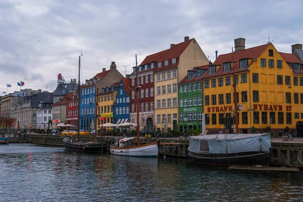 Coloridas Casas Largo Del Canal Puerto Nyhavn Centro Histórico Copenhague — Foto de Stock