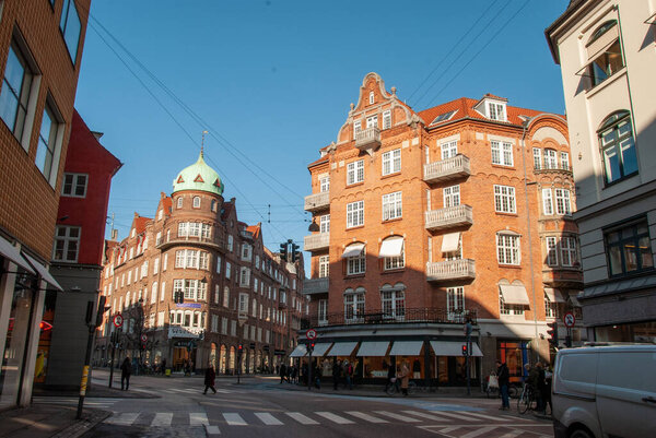 Colorful houses in the historical city center of Copenhagen, Denmark