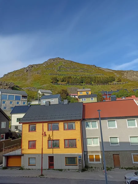 Городок Хонневаг Острове Магероя Норвегии Летом — стоковое фото