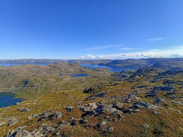 Krajobraz Natury Wyspy Mageroya Risfjorden Rishamntind Mountain Finnmark Norwegia — Zdjęcie stockowe