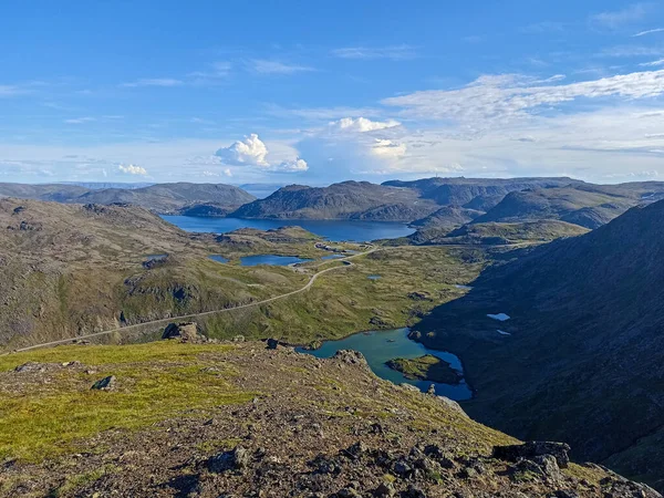 Widok Krajobrazu Natury Wyspy Mageroya Risfjorden Rishamntind Mountain Finnmark Norwegia — Zdjęcie stockowe