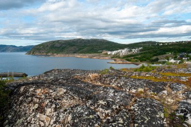 Alta kasabası ve Altafjorden, Finnmark, Norveç manzarası