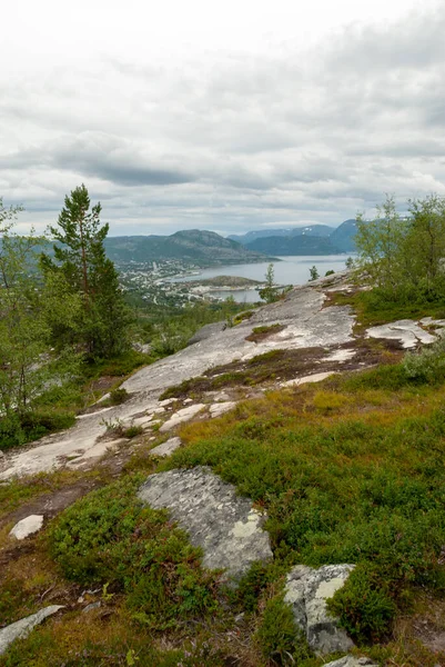 从挪威Komsa山顶看Alta镇的风景 — 图库照片