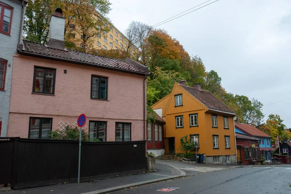 Wooden Colorful Small Houses Damstredet Street Oslo Norway — Stockfoto