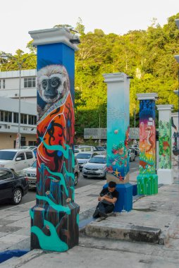 Kota Kinabalu, Sabah, Borneo, Malezya Sokak Sanat Graffiti Merkezi