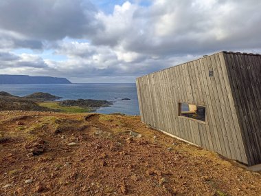 Falkebergbukta 'dan Perletur hytta, Mageroya Adası, Norveç