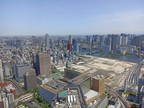 stock image A view of Tokyo Bay and Odaiba from Caretta Shiodome, Tokyo, Japan