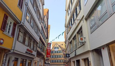 Colorful medieval half-timbered houses in Kirchgasse in the historical city center of Tbingen, Germany