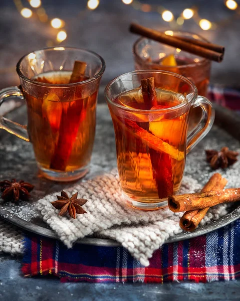 Hot Drink New Year Christmas Autumn Holidays Mulled Cider Spiced — Stock Photo, Image