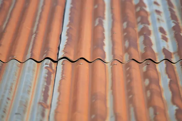 Building Materials Old Rusty Tin Roof — Stock Photo, Image