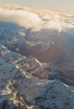 Patagonya And Dağları uçak penceresinden görüldü