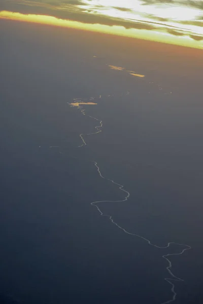 Захід Сонця Неба Вид Вікна Літака — стокове фото