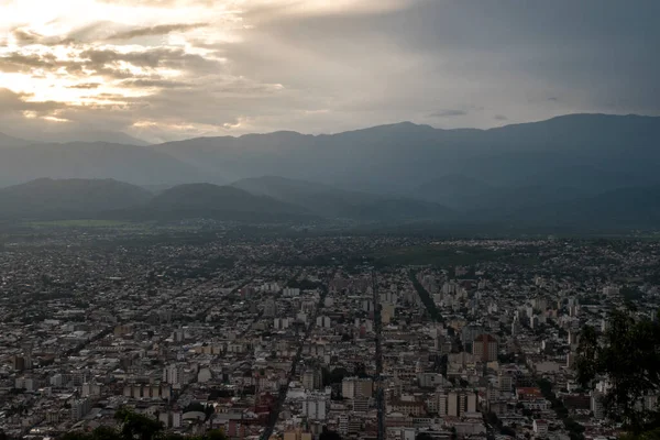 Salta Város Tájképe Egy Felhős Napon — Stock Fotó