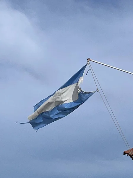Bandiera Argentina Sventola Sulla Spiaggia — Foto Stock