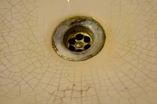 Drain Old Bathroom Sink — Stock Photo, Image