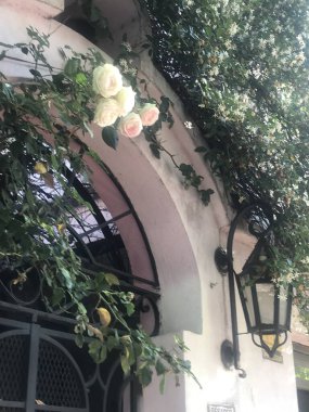 Buenos Aires 'te bir evin kapısında güller