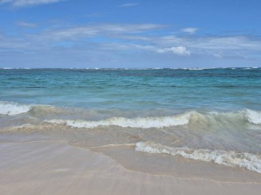 Punta Cana, Dominik Cumhuriyeti 'nde bir paradisial plajın manzarası
