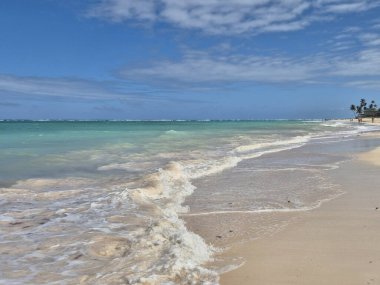 Punta Cana, Dominik Cumhuriyeti 'nde bir paradisial plajın manzarası