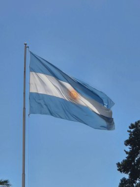 Mavi gökyüzünde Arjantin bayrağı