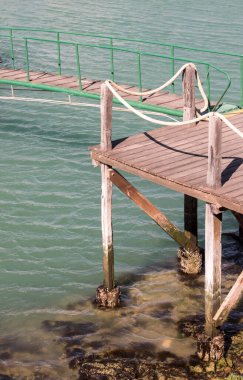 Puerto Deseado 'daki ahşap iskele.