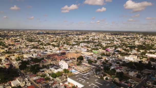 Vista Aérea Ciudad Con Las Casas Calles Que Notan Paisaje — Vídeos de Stock