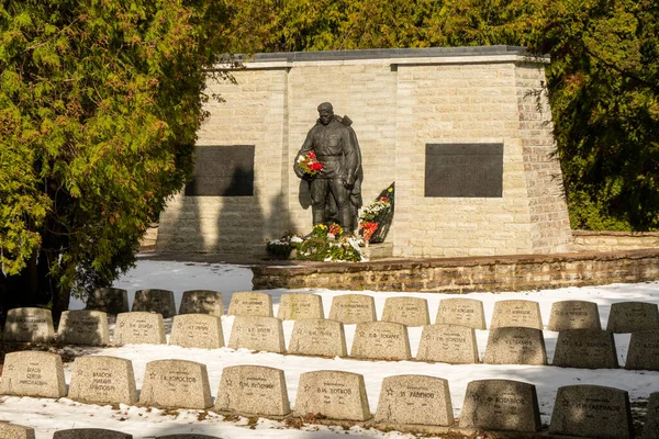 stock image Tallinn, Estonia - 03/28/2023: Bronze Soldier monument on Military Cemetery of Tallinn. WWII