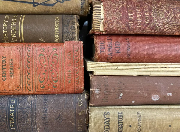 Close Up of Antique Book Spines