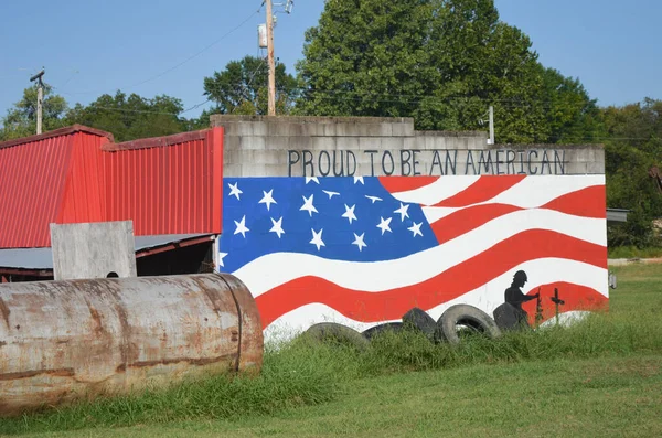 Amerikaanse Vlag Muurschildering Ravenden Arkansas September 2022 — Stockfoto
