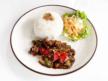 Biberli pilav ve aperatif.