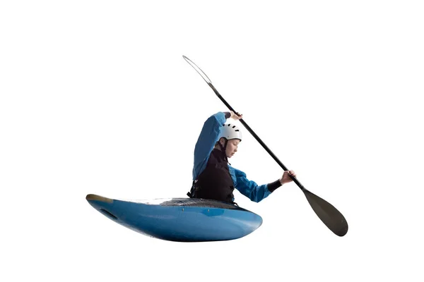 Mujer Kayak Aislado Blanco — Foto de Stock