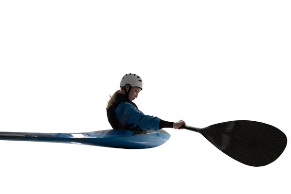 Woman Kayak Isolated White — Stock Photo, Image