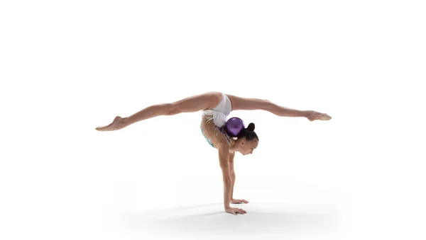 Rhythmic Gymnast Isolated White — Stock Photo, Image