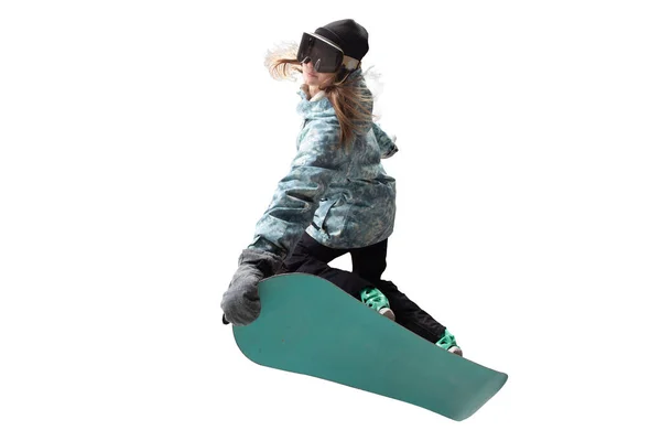 Snowboardcu Kız Hareket Halinde — Stok fotoğraf