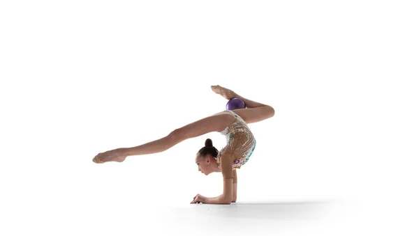 Rytmická Gymnastka Izolovaná Bílém — Stock fotografie