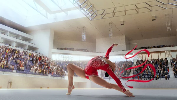 Gymnaste Rythmique Dans Arène Professionnelle — Photo