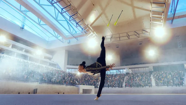 Rytmisk Gymnast Professionell Arena — Stockfoto