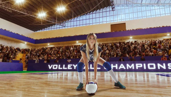 Volleyballerin Auf Profi Bühne Aktion — Stockfoto
