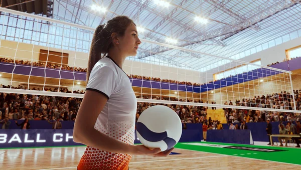Volleyballerin Auf Profi Bühne Aktion — Stockfoto