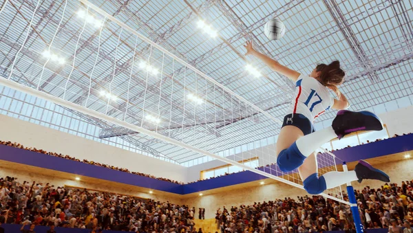 Kvinnelig Volleyballspiller Profesjonelt Stadion – stockfoto