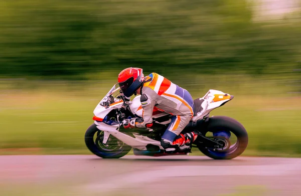 Motorcykel Racer Kör Snabbt Motorcykel Spår — Stockfoto
