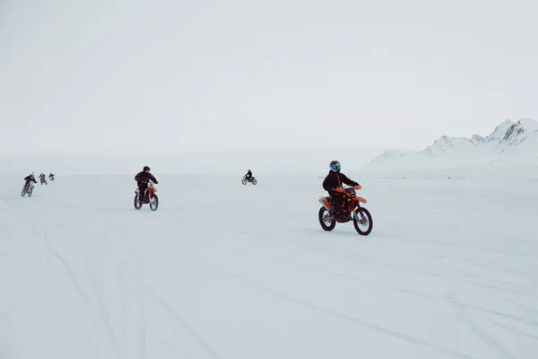 Vintermotocross Racers Rider Vintersport — Stockfoto