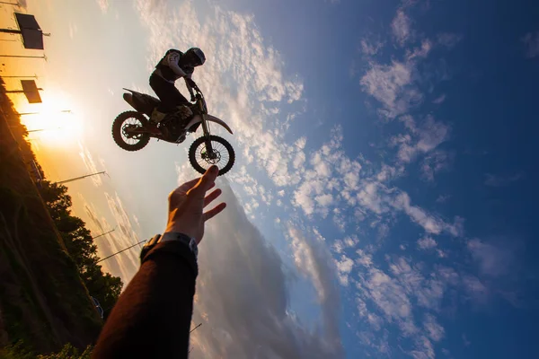 Fmx Rider Performing Dangerous Trick — Stock Photo, Image