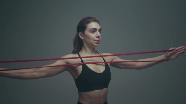 Functional Training Girl Doing Exercises Cinematic Light — Stock Video