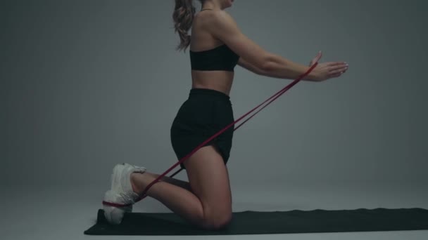 Functional Training Girl Doing Exercises Cinematic Light — Stock Video