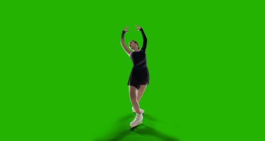 Yeşil ekranda artistik patinajcı kadın. 